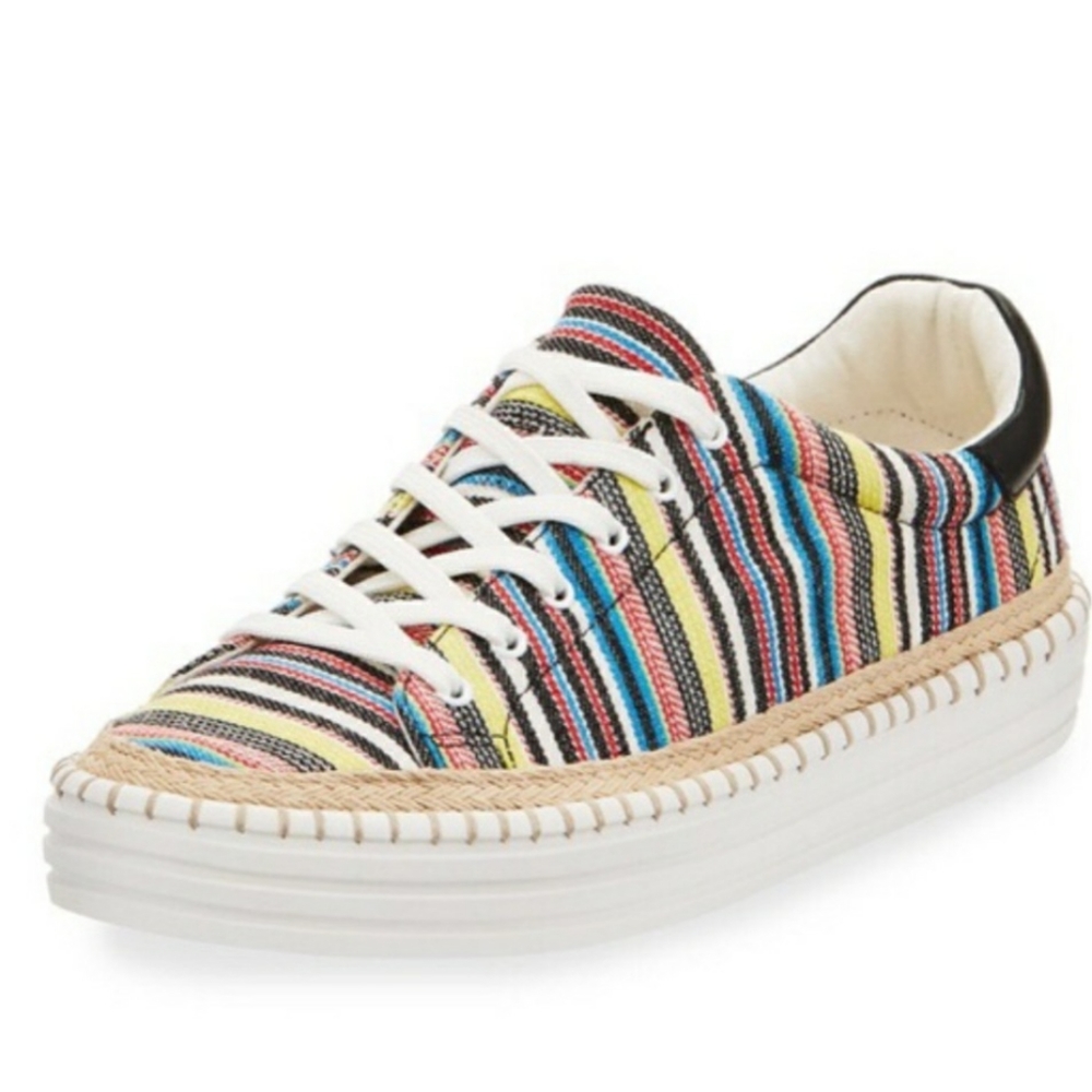 Sam Edelman Blue Canvas Low Top Size 6 Sneakers Laced Up New